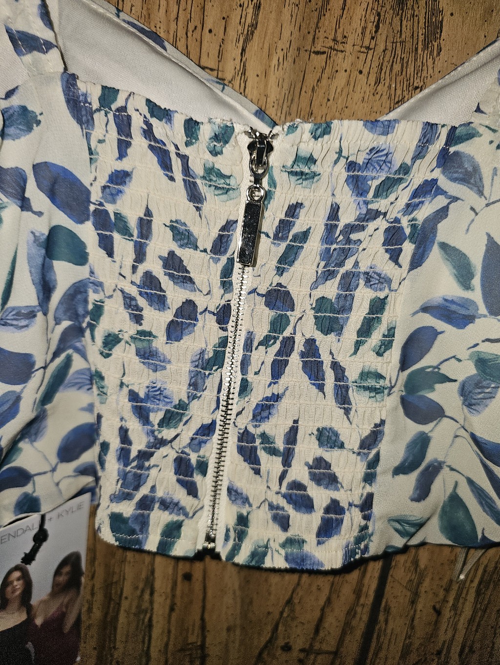 Nwt Kendall & Kylie Jenner Bustier Crop Top In Indigo Tropical - Small — image 6 of 8